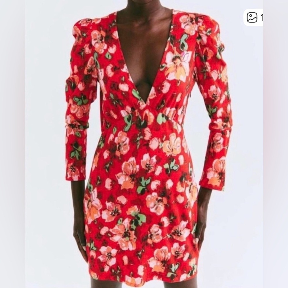 H&M Romantic Garden Long Sleeve dress with plunging neck line
